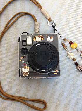 富士拍立得mini99保护壳斜跨绳咖色kitty迷你41相机壳90保护套40