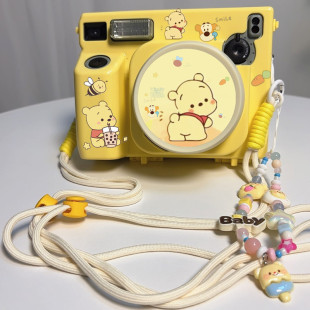 富士拍立得wide400黄色小熊保护壳挂绳送镜头盖拍立得wide300壳子