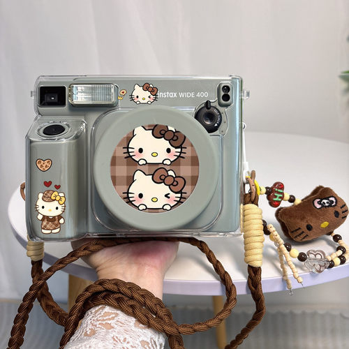 富士拍立得wide400透明保护壳挂绳专用镜头盖配件保护套曝光神器