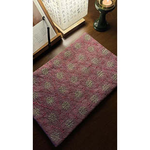 刺子绣茶席 纯棉手绣 落雪 粉色30*40CM 厂家直销 支持订制