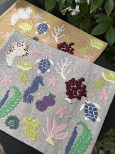 刺子绣茶席随机发 海底世界 全手工制作手绣 30*40CM二色可选