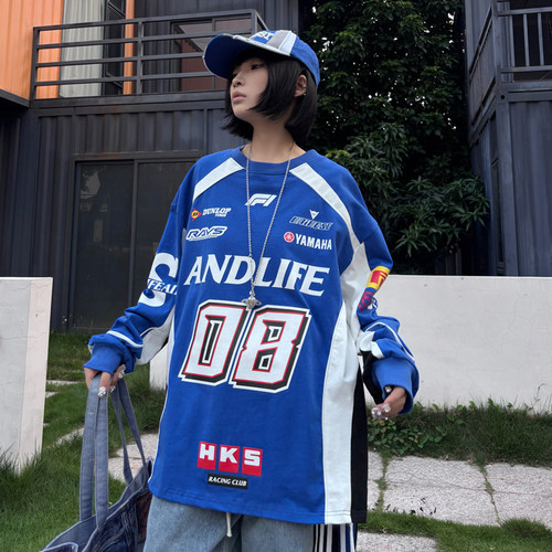 ANDLIFE重磅拼接赛车长袖T恤