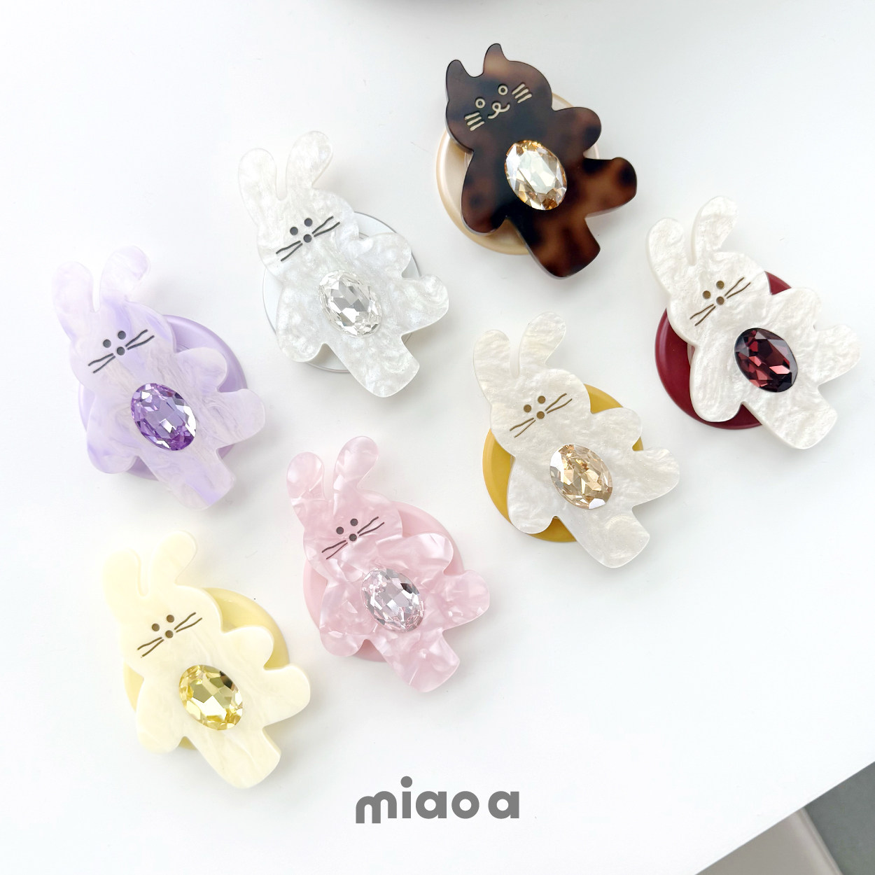 miao a｜博主同款 原创一颗大水钻兔子醋酸手机支架图片
