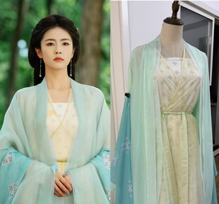 临江仙白鹿同款绿色汉服全套预售