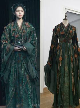 栀一国风大梦归离艾米青耕同款服装 汉元素 绿色电视剧戏服复刻