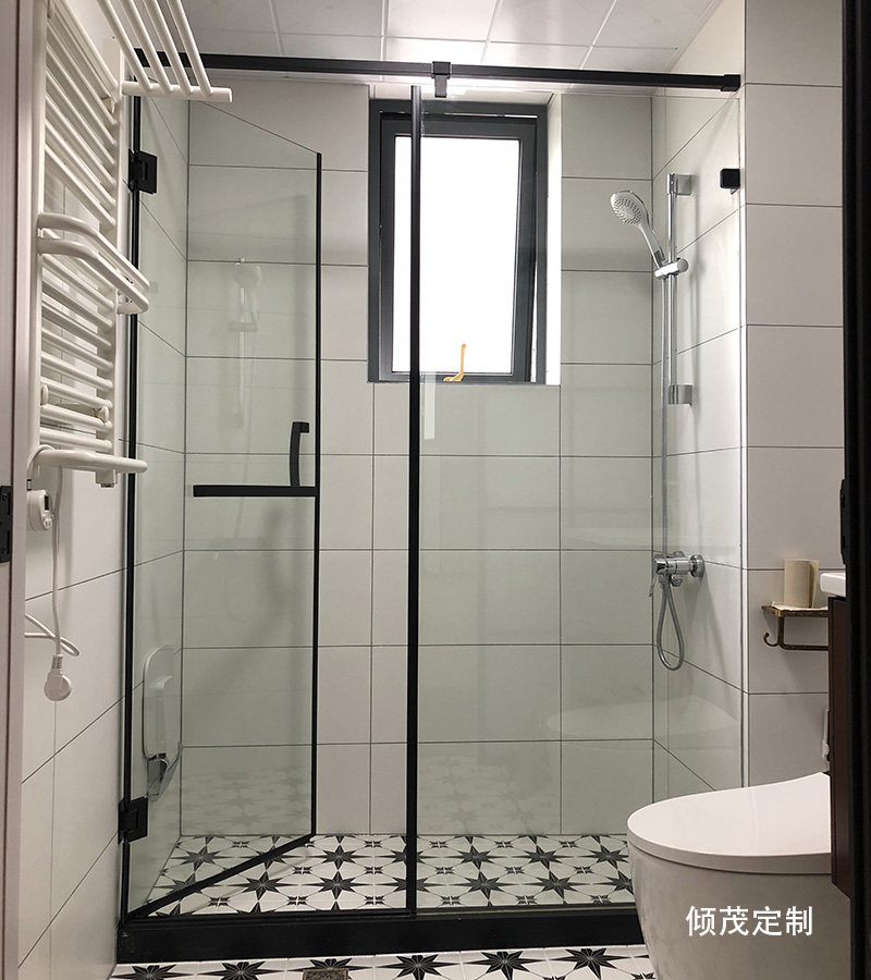 上海极简平开式淋浴房一字型l型钻石型钢化玻璃沐浴房浴室隔断门