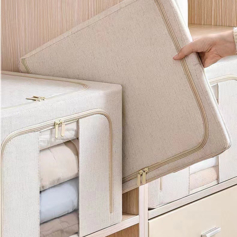 02换季棉麻收纳箱家用收纳盒整理盒折叠衣柜分层神器玩具衣服储物,收纳整理,收纳箱,淘宝优惠券,粉丝福利购,淘宝优惠卷