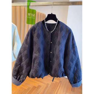 轻薄绗缝菱格棉服女短款 秋冬宽松超好看洋气夹棉棉衣外套 2025新款