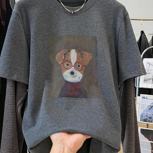 宽松内搭上衣 T恤女秋冬季 欧洲站胖MM大码 240斤磨毛加厚假两件长袖