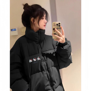 黑色韩系超好看羽绒棉服女2025新款冬季初中生棉衣面包服棉袄外套