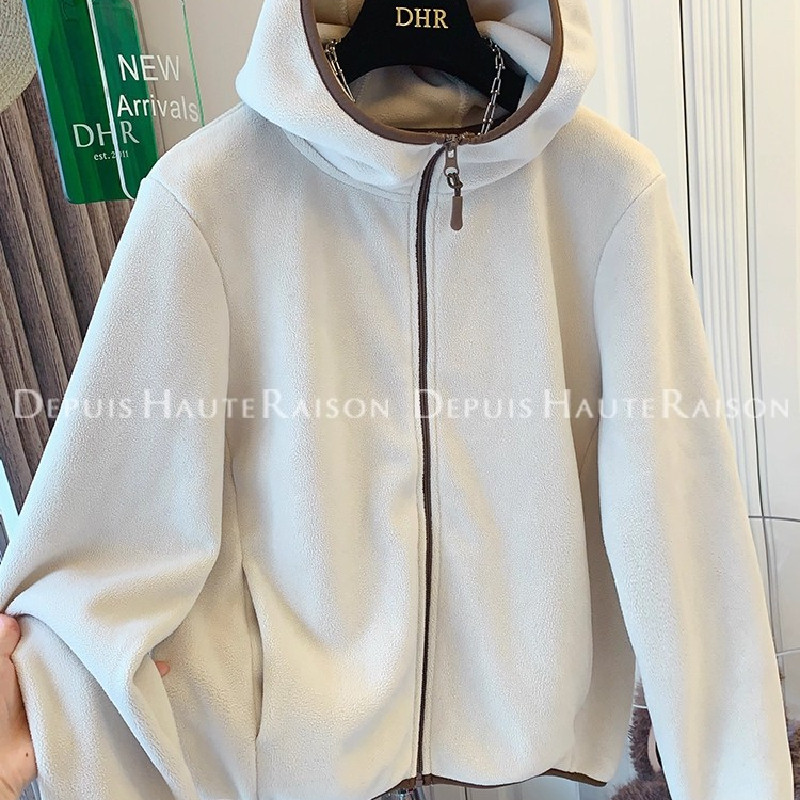 胖MM大码240斤加绒加厚连帽开衫外套女上衣秋冬宽松大版保暖卫衣