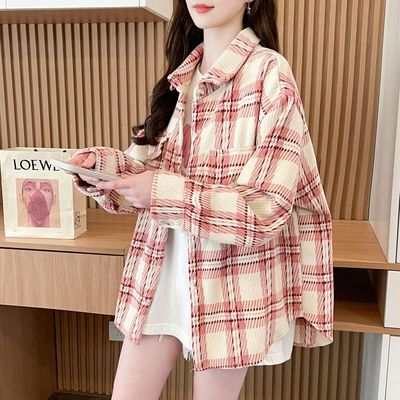 加厚磨毛格子衬衫女春秋季2025新款小个子洋气宽松慵懒风毛呢外套