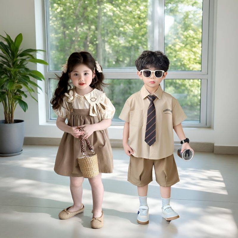 龙凤姐弟兄妹儿童毕业照表演班服