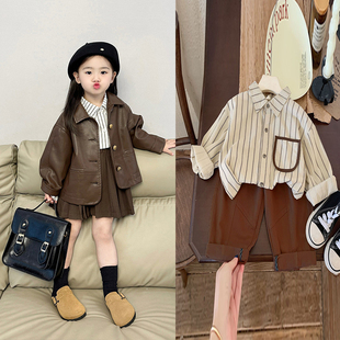 高端网红炸街龙凤胎套装兄妹装一大一小姐弟装儿童春季2025衣服潮