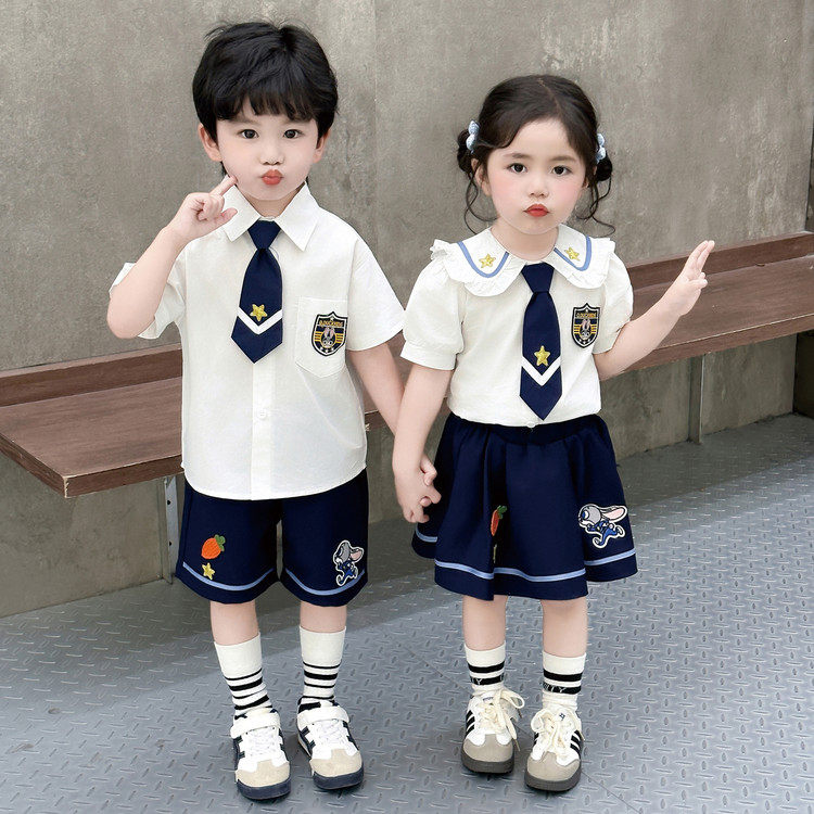 夏季学院风男女童兔子警官表演服