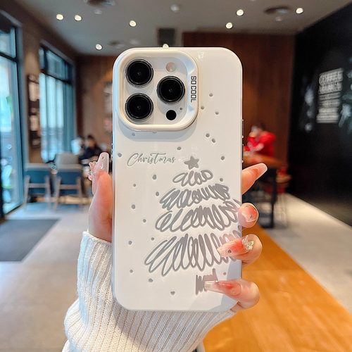 圣诞树涂鸦苹果手机壳17Air16promax小米15情侣iphone14华为mate70pura80荣耀vivo红米k90一加opporeno一加IQ