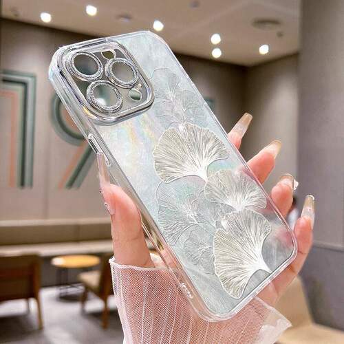 白粉银杏叶手机壳适用苹果17Air16promax小米15情侣iphone14华为mate70propura80荣耀vivo红米k90一加oppoiQO
