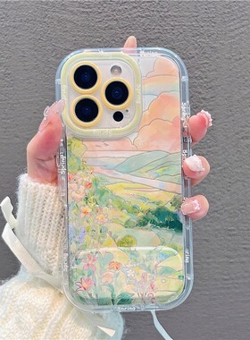 春日花田泡芙羽纱手机壳适用苹果16promax小米15情侣iphone14华为mate60propura70荣耀vivo红米k80opporeno