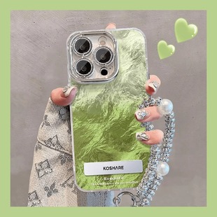 绿色渐变冰川纹手机壳适用苹果17Air16promax小米15情侣iphone14华为mate80propura70荣耀vivo红米k90oppo