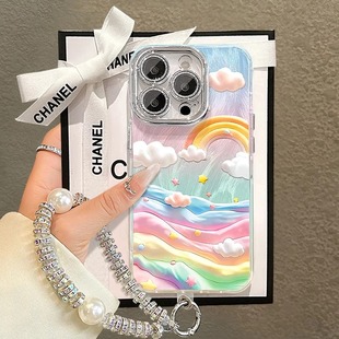 彩虹云羽纱精孔全包手机壳适用苹果16promax小米15情侣iphone14华为mate60propura70荣耀vivo红米k80oppo13