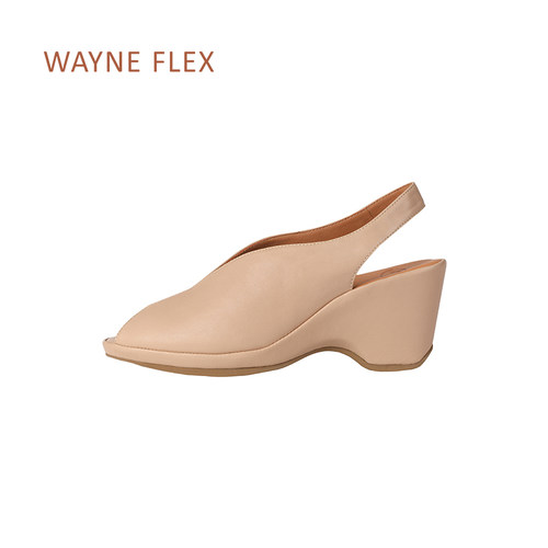 WAYNEFLEX坡跟鱼嘴鹿皮露趾