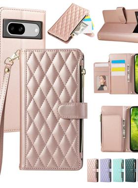 斜挎拉链零钱包适用于谷歌pixel8手机壳pixel6pro保护套带挂绳7a插卡Googlepixel7pro卡包防摔6a小香风皮套女