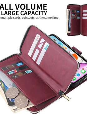 多卡拉链包适用三星A17手机壳a52保护套a12钱包式A54/A53防摔硅胶A12新款A35 A13 A14 AA15 A16拉链卡包A36