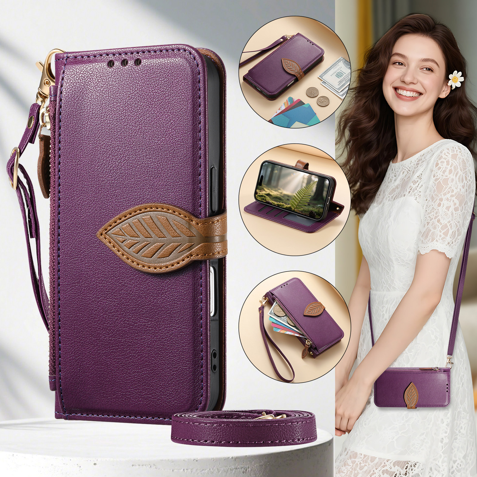 适用Moto摩托罗拉Edge70手机壳Edge60pro硅胶Moto G86 Power带零钱卡包g15 g56 g85保护套60Fusion翻盖皮番茄