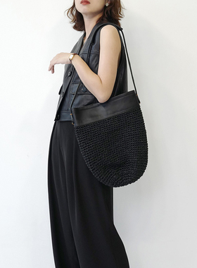 bounded有界丨轻便休闲复古头层手工真皮编织包斜挎单肩托特包