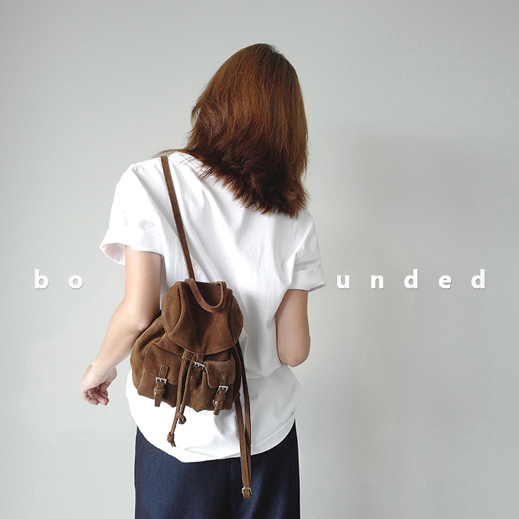 bounded牛反绒韩版复古小双肩包