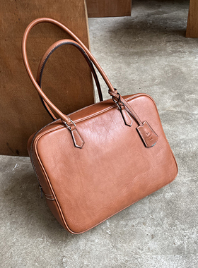 Bounded马鞍皮羽毛包大容量通勤公文包蜡线Plume单肩手提枕头包