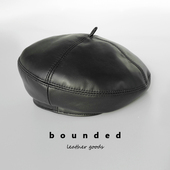 bounded有界 小羊皮绵羊皮真皮画家帽贝雷帽复古皮帽子 日系韩版