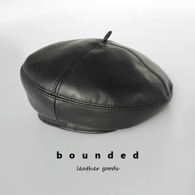 bounded有界羊皮日韩女式贝雷帽