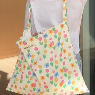 阿宝-韩风ins小清新碎花包包女出游大容量沙滩布袋单肩包