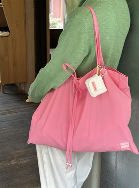 阿宝-自制春夏韩风ins彩色蝴蝶结系带环保袋大容量帆布包购物袋