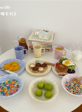 阿宝-自制ins《棉花糖系列》泼墨餐具甜品沙拉盘麦片碗送礼物包装