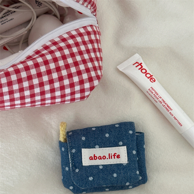 阿宝可爱耳机包牛仔碎花