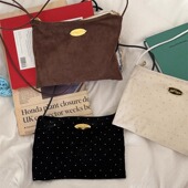 阿宝 自制韩风ins小众麂皮丝绒亮闪斜挎迷你小手机包皮绳拉链