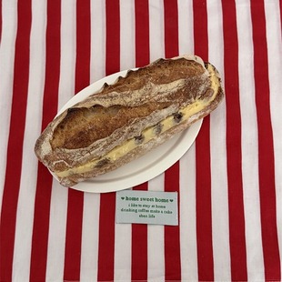 阿宝-自制韩风ins红色条纹双层餐垫桌垫桌布圣诞装饰一人食复古