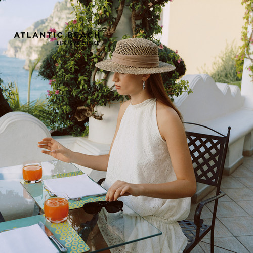 atlanticbeach镂空平顶草帽女