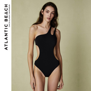 atlanticbeach法式 复古泳衣女泡温泉度假连体性感露背显瘦高级感