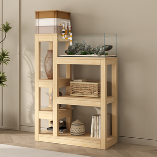 中古风置物架子搁板架木质高低组合架落地式承重爬箱底架鱼缸底架