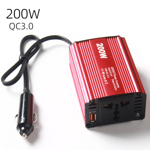 200W车载逆变器QC3.0金属外壳USB充电接口电源转换器12V转220V