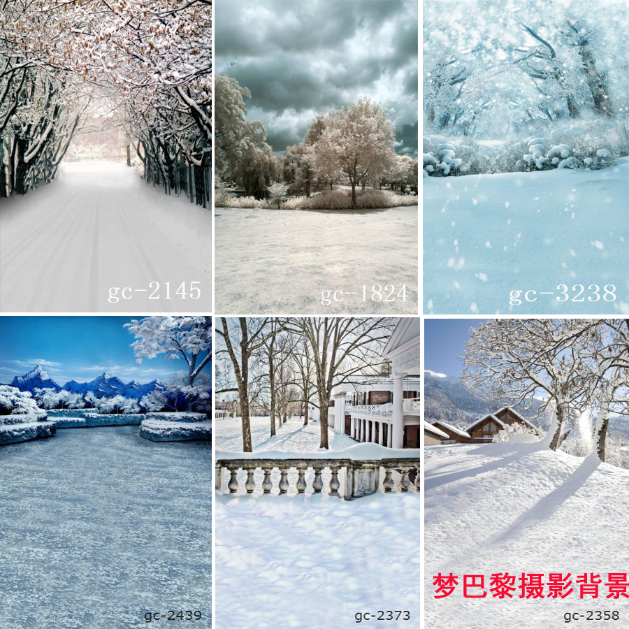 新款婚纱摄影背景布 冬天雪山雪原雪景风景拍照背景布