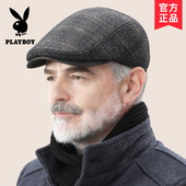 花花公子冬季 中老年爸爸前进帽老人帽子男老头鸭舌帽保暖护耳防风