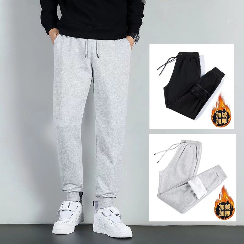运动裤子男秋冬2025新款休闲长裤男宽松束脚纯棉运动加绒卫裤男款
