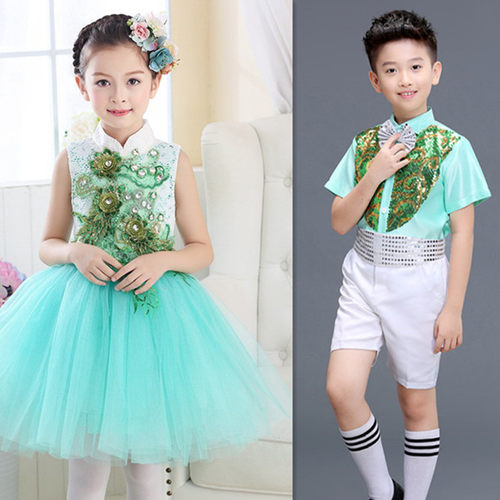 公主中国风学生舞蹈裙古筝演出服