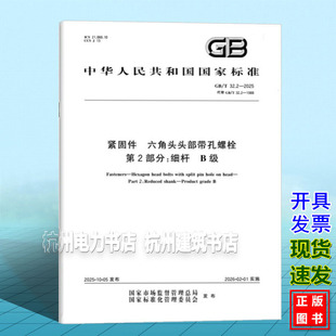 2025 32.2 紧固件 六角头头部带孔螺栓 B级 第2部分：细杆