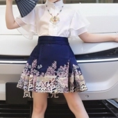短袖 汉服短款 国风童装 春秋款 小女孩 半身套装 现货马面裙女童夏季