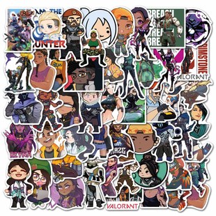 50张射击游戏Valorant无畏契约卡通贴画笔记本手机电动车头盔贴纸